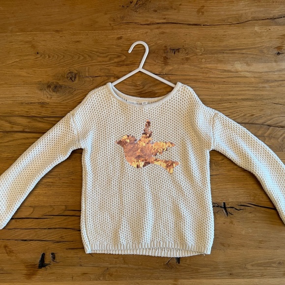 GAP Kids. Size S (6-7). Cable Knit Sweater with Pink Sequins. - Picture 2 of 5